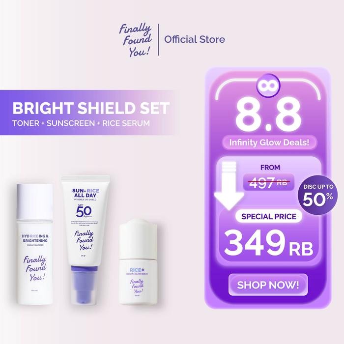 

[PRE ORDER] Finally Found You! Bright Shield Set 3 PCS: RICE+ BRIGHT & GLOW SERUM + HYDRICEING &