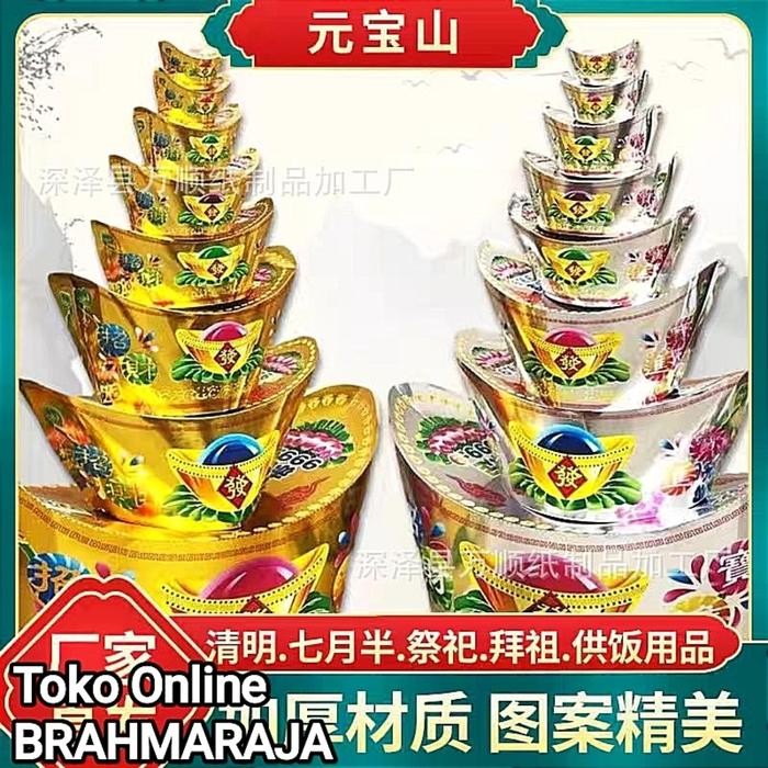 Kertas Sembahyang Yuan Bao Emas Perak 8 Susun Untuk Persembahyangan Asli