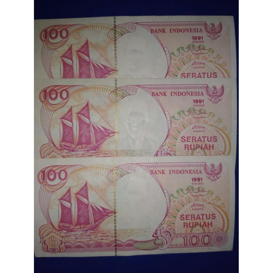 Uang Kuno 100 Rupiah Perahu Layar Tahun 1991 Koleksi Asli