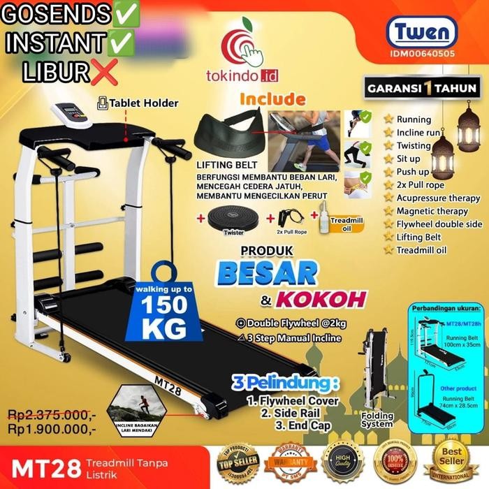 Treadmill Twen MT28 Treadmil Manual alat fitness gym Olahraga rumahan