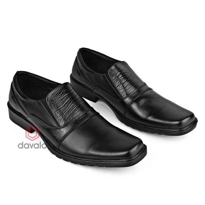 Sepatu Pantofel Pria Kulit Sapi Asli Noordia Size Besar 44 45 46 HItam