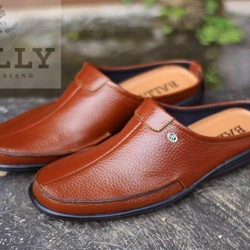 sepatu bustong pria bally hitam kulit asli