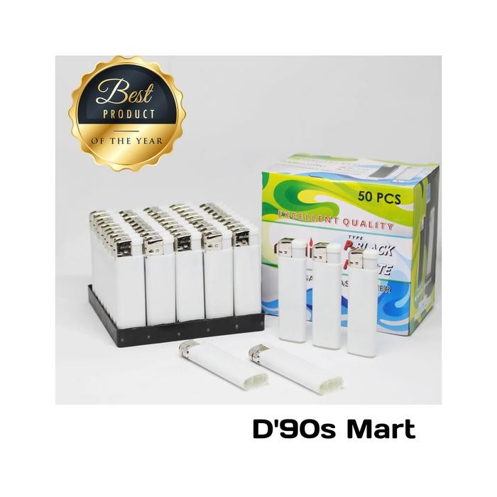 korek Api Gas Magnet polos putih isi 50 pcs