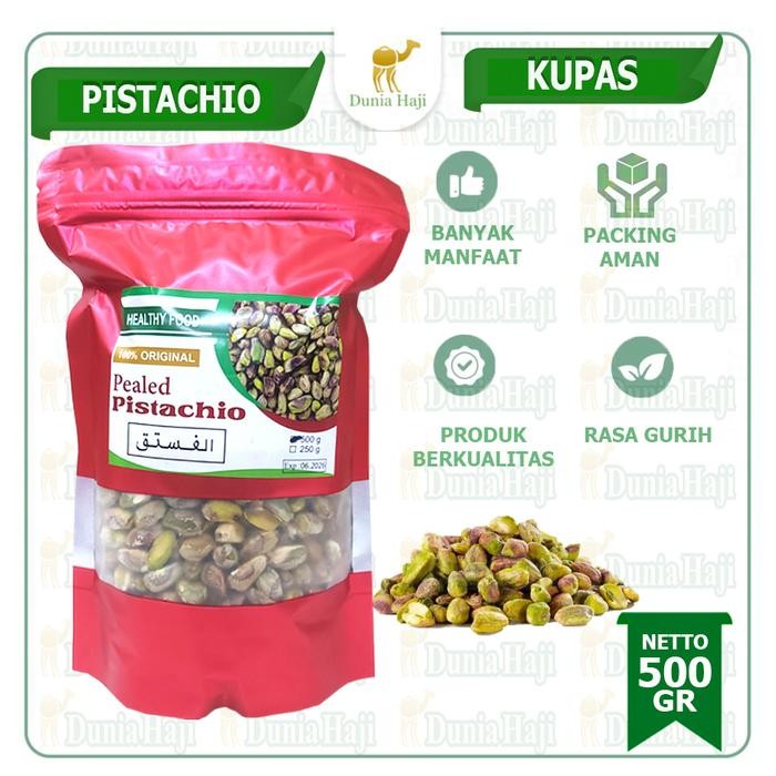 

Kacang Arab Pistachio Kupas Roasted Pistacio Fustuk Matang Tanpa Kulit Cangkang Panggang Original