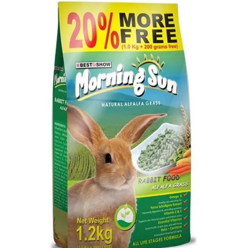 tersedia morning sun rabbit food 1kg - pelet makanan kelinci kering