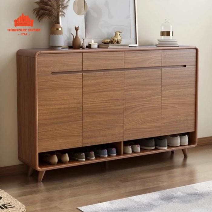 Almari Rak sepatu Retro Minimalis Mewah Kayu Jati