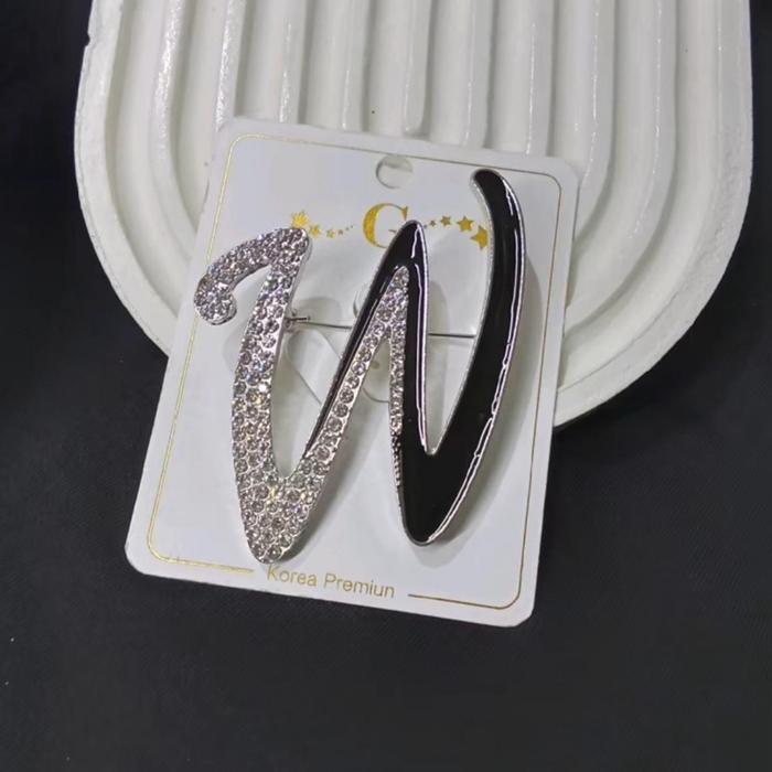 pita Bros huruf premium permata Peniti aksesoris hijab Clips bros huruf premium