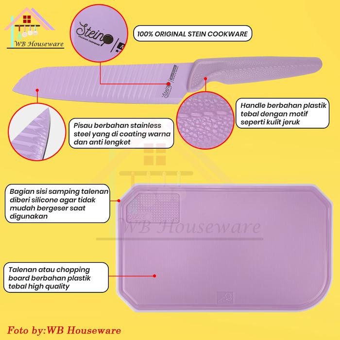 Stein Steincookware Neo Blade Stainless Steel Knives Set Violet /Non Stick Knife Alat Masak Pisau