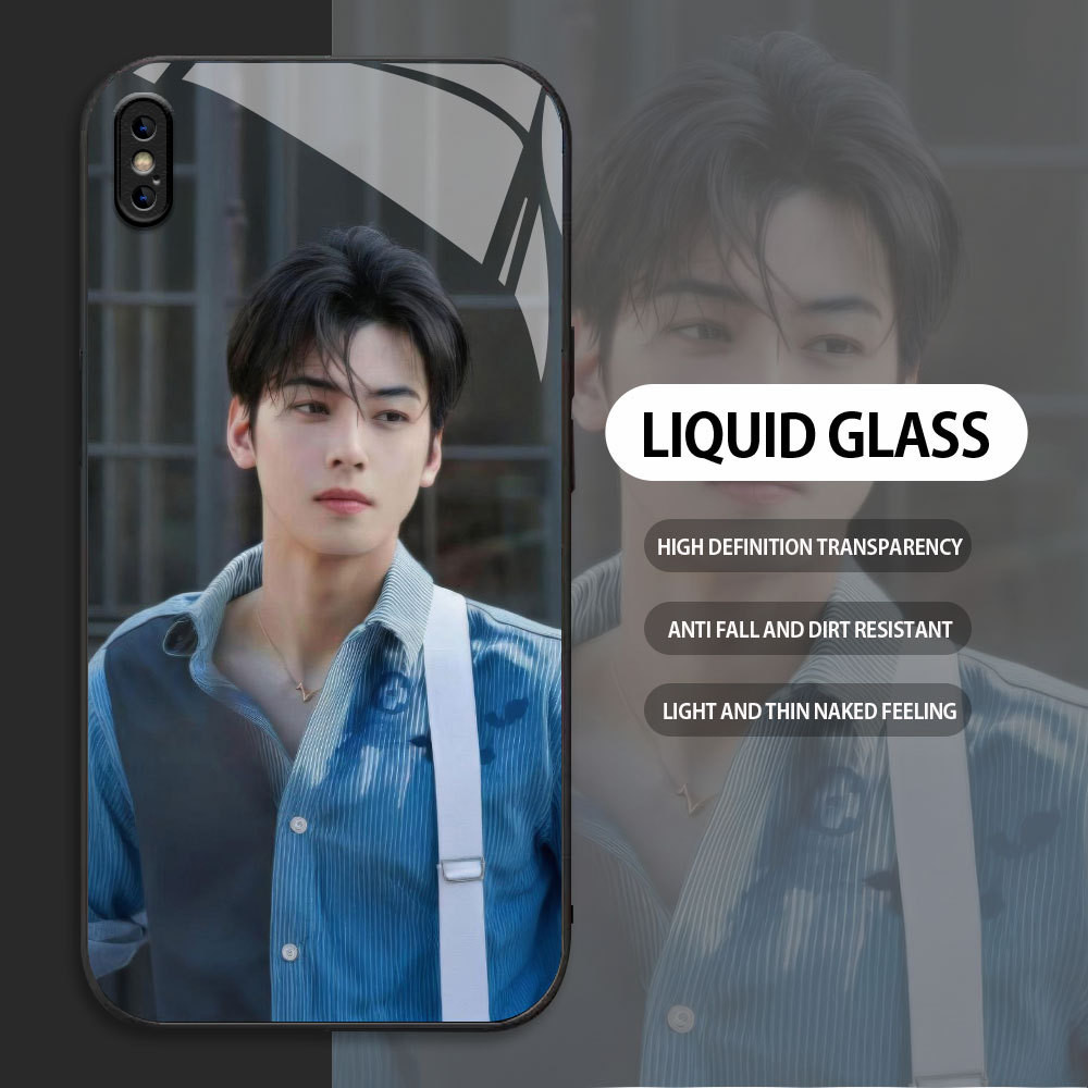 Tempered Glass case For Apple iPhone X XR XS MAX kasing Handphone  Pola Cha Eun Woo  Casing HP Custo