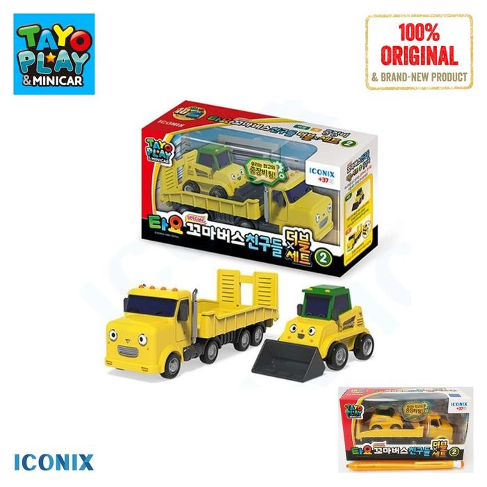 TAYO THE LITTLE BUS PLAY MINICAR BUS SET FLAT TRUCK AND BULLDOZER