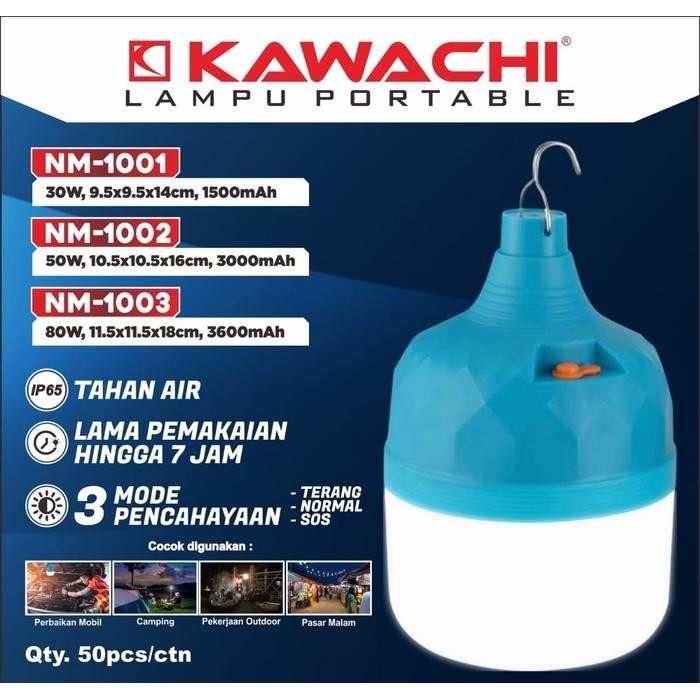 LAMPU EMERGENCY /LAMPU PORTABLE KAWACHI 80WATT - TAHAN LAMA - BISA DI CAS - WATERPROOF