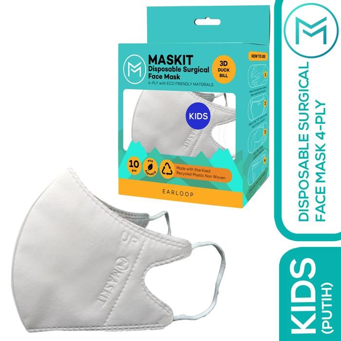 ASLI Masker Anak Maskit Duckbill - Putih READY STOCK