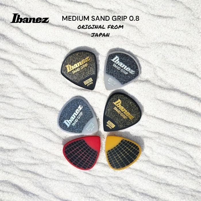 Pick Gitar Ibanez Medium 0.8Mm Pa16Msg Short Teardrop Sand Grip Medium Original From Japan
