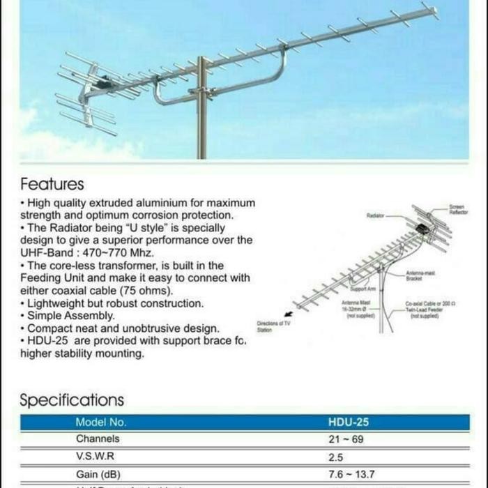 Antena PF HDU 25 HDU25 TV Tei Digital Analog