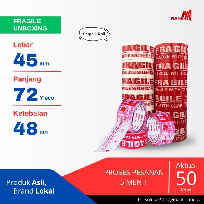 

Pilihan- Flyhome Fragile Unboxing 72Yard 6 Roll 45Mm X 72Yard Lakban Segel Eco