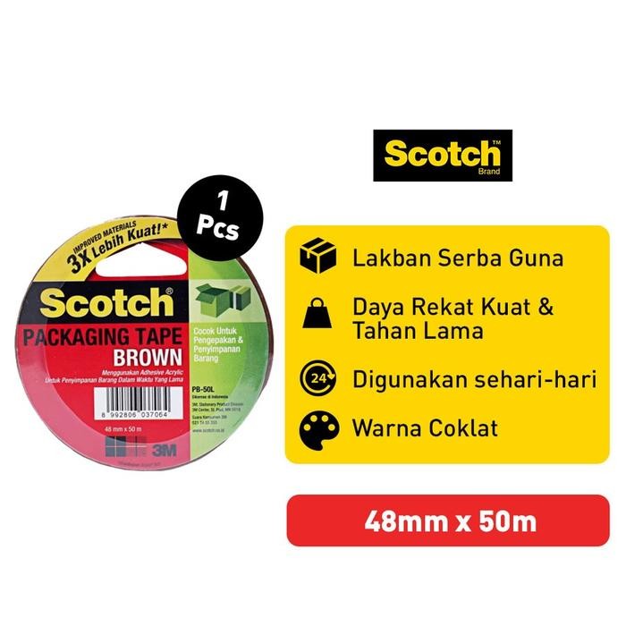 

Pilihan- Packaging Tape Scotch Pb-50L Lakban Isolasi Coklat / Brown [48Mmx50M]