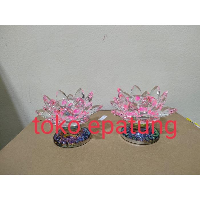 Tempat Lilin Sembahyang / Kaki Lilin Sembahyang Kristal - Teratai -11