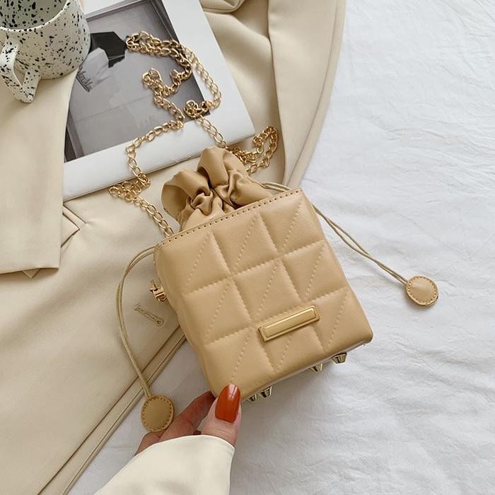 Chain Bag Gd18835 Tas Selempang Rantai Kubus Serut Wanita Mini Murah