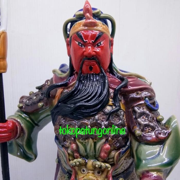 Patung Kwan Kong Keramik 12In Berdiri