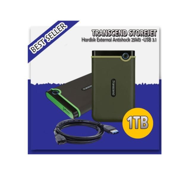 Transcend StoreJet 25M3 1TB - HDD / HD / Hardisk External Antishock