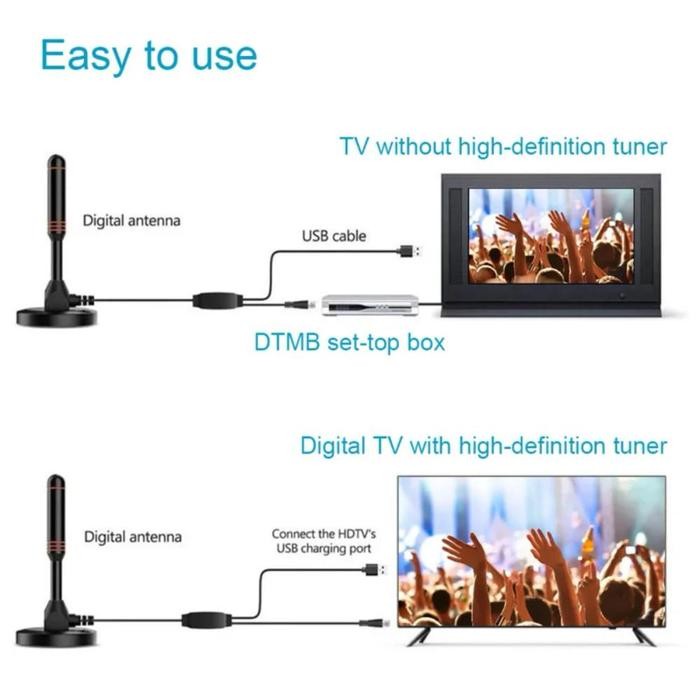 DISKON Portable HD TV Antenna Digital HD Aerial 30DBI HD Digital TV Antenna with Amplifier DVB-T2
