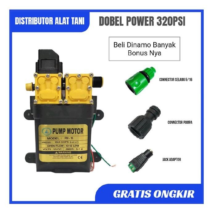 Ready Stock Dinamo Steam 320Psi Pompa Dc 12V Dobel Pompa Sprayer Pertanian Dual Power 320Psi Bonus