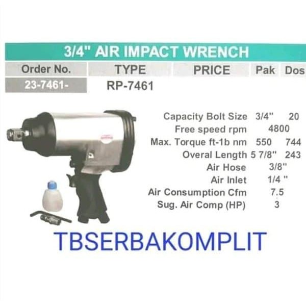 Air Impact Wrench 3-4 Inch - Wipro RP7461