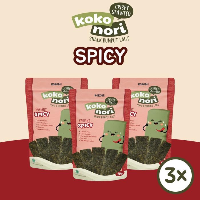 

TERMURAH 3pcs Koko N Crispy Seaweed - Spicy (Snack Rumput Laut Kokobi) READY STOCK