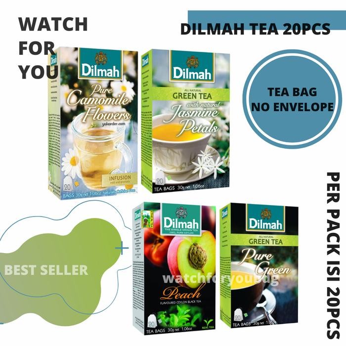 

Pilihan- Teh Dilmah Tea Bags Camomile Flowers Pure Green Tea Jasmine Peach