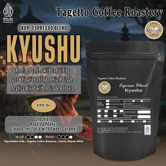 

Pilihan- Biji Kopi Espresso Blend Kyushu 200Gr - Arabica 65% & Robusta 35% Bean Ground Bubuk