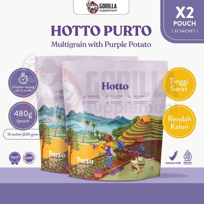 

Pilihan- 2 Pouch Hotto Purto 2 Pouch Isi 32 Sachet Multigrain With Purple Potato