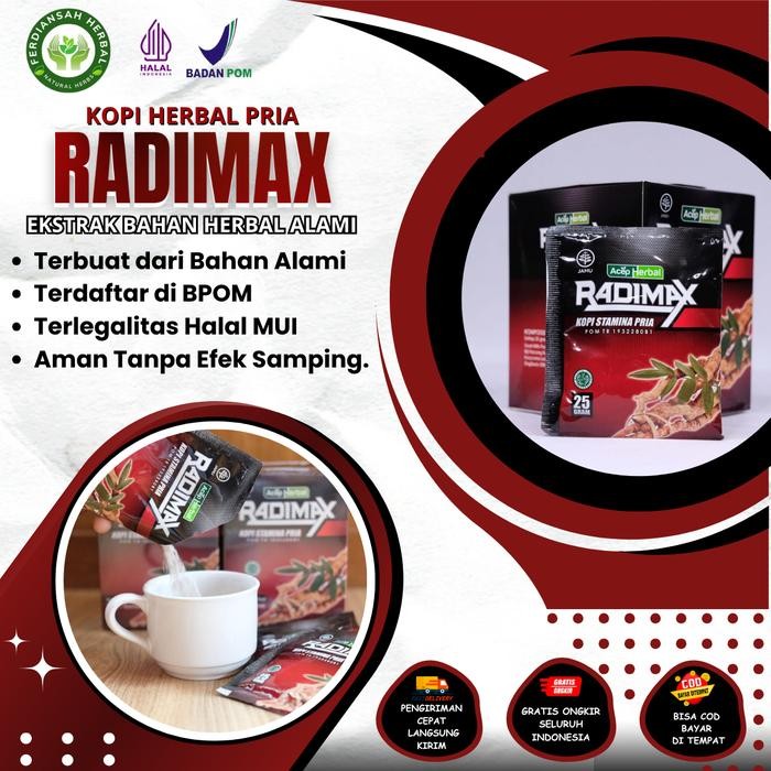 

Pilihan- Radimax Kopi Herbal Pria Bpom & Halal Isi 1 Box 10 Sachet Ekstrak Bahan Alami Aman
