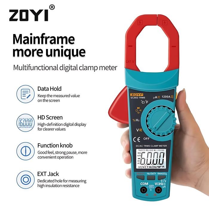 New - Zoyi Vc903 Auto Range Clamp Meter Tang Amper Digital Tang Ampere Ac Dc