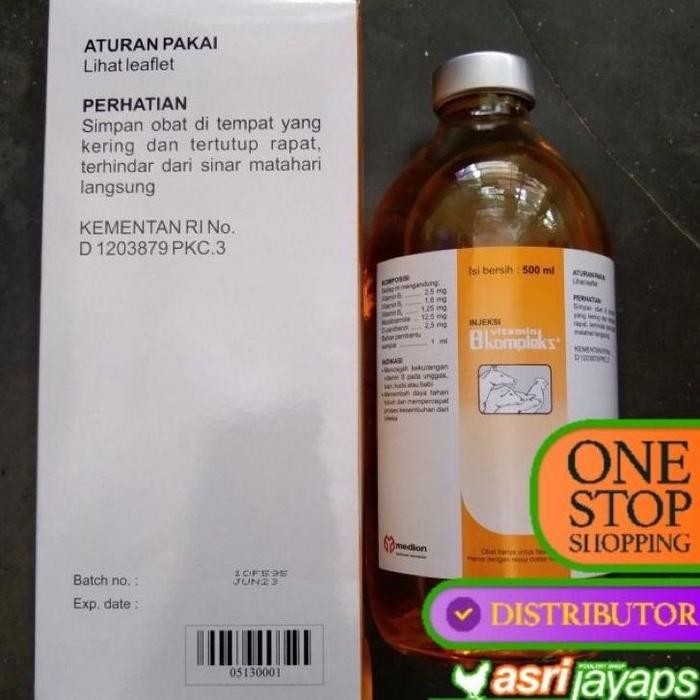  Obat Vitamin Hewan BKompleks / B Kompleks Suntik / Inject 500 ml Medion