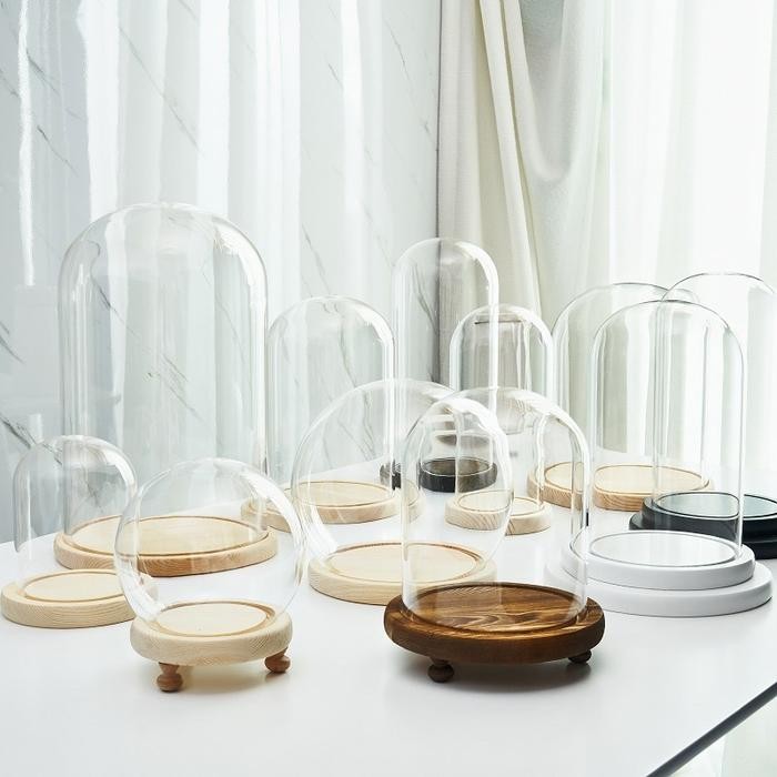 ASLI Flower Glass Dome Classic / Kubah Kaca Bunga / Kubah Display Kaca Transparan / Display Dome /