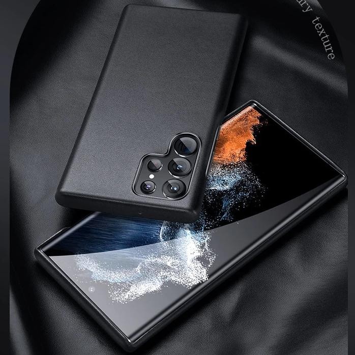Samsung Galaxy S22 Ultra - Case Luxury Leather Business Cover Black