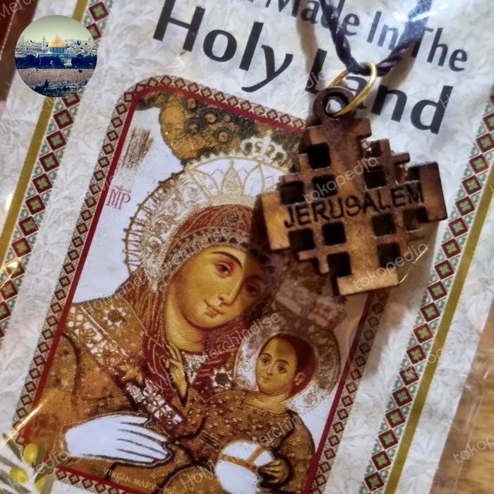 TERLARIS liontin salib jerusalem Hand made kayu zaitun asli READY STOCK