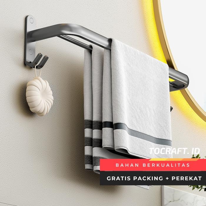 Ikea Livien - Gantungan Handuk Pakaian Baju Tempel Dinding Kamar Mandi Hitam Minimalis Besi Set