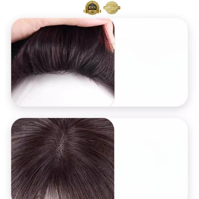 Wig Toupee Klip Rambut Asli Real Wig Penutup Uban Botak Rambut Tipis Premium Ekstension Rambut