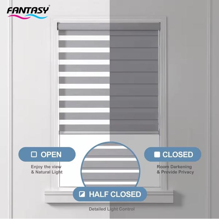 FANTASY ROLLER BLIND ZEBRA TIRAI JENDELA GULUNG 2 IN 1 RAINBOW ZEBRA BLINDS DIMOUT BLACKOUT TWO IN