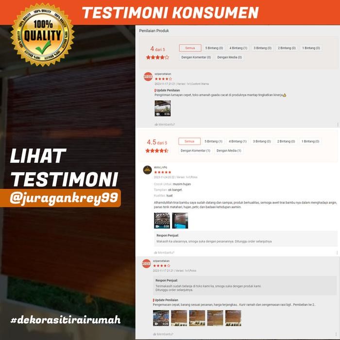 TIRAI BAMBU 2X2,5M ANTI TAMPIAS KERAI DAN GULUNGAN. BERHADIAH SUVENIR