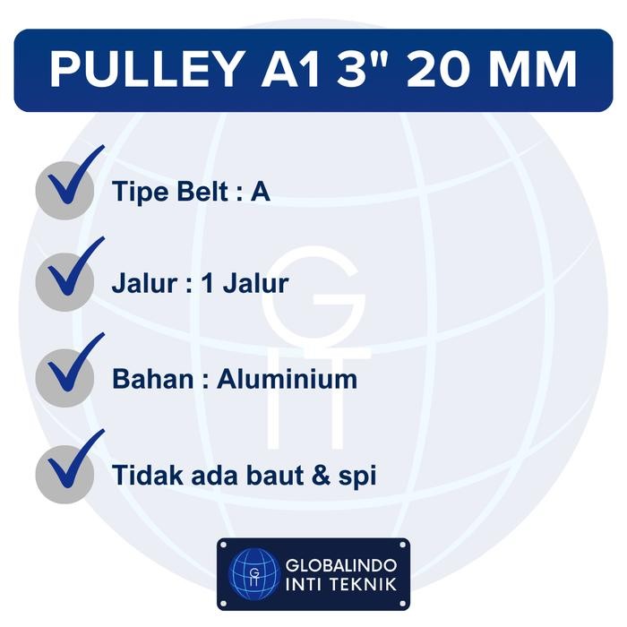 PULI / PULLY / PULLEY DINAMO KOMPRESOR ANGIN ALUMINIUM A1 3" AS 20 MM