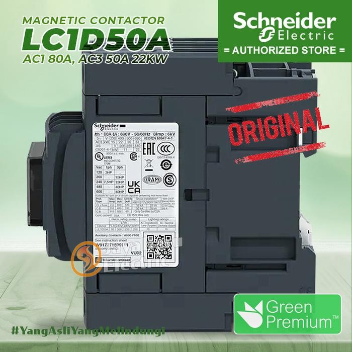 Termurah Schneider Kontaktor Contactor Lc1D50A 24V 42V 48V 110V 220V 380V Lc1D50Ab7 Lc1D50Ad7