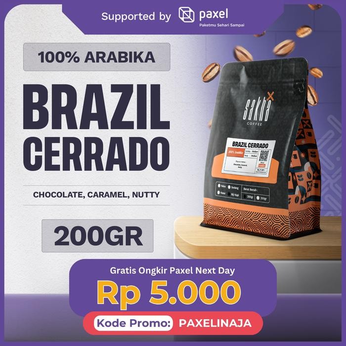 

Kopi Arabika Brazil Cerrado Coffee Arabica Beans 200g Coffe Biji Bubuk
