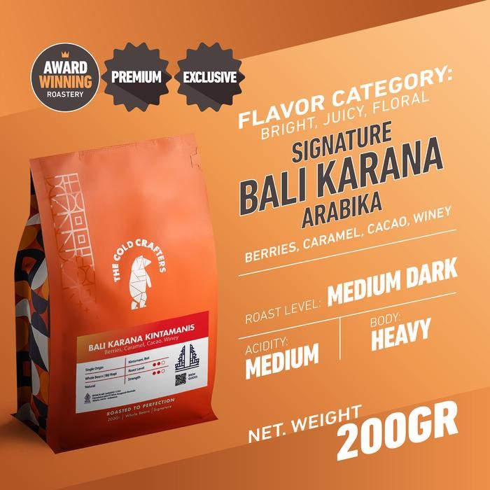 

Bali Natural Karana Kintamanis Arabica Grade 1 Biji Kopi Roasted Beans 200GR