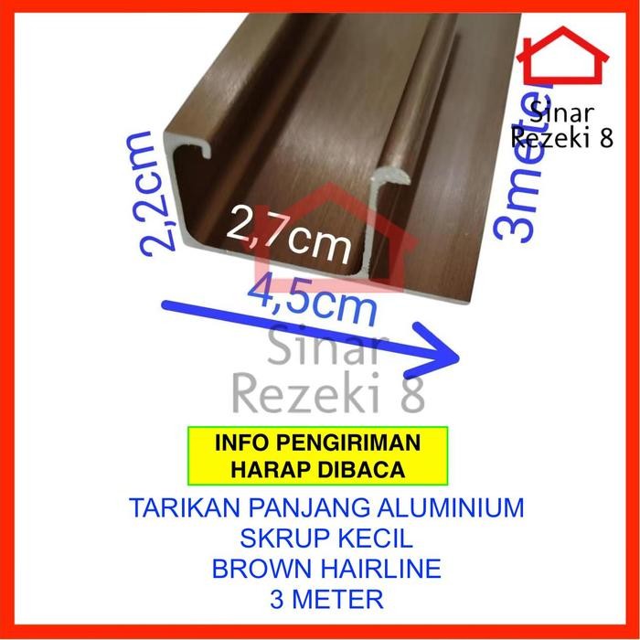 Tarikan Profil Aluminium Skrup Kecil Brown Hairline Baleno / Gp 30 36 Coklat Handle Frame Lis Edging