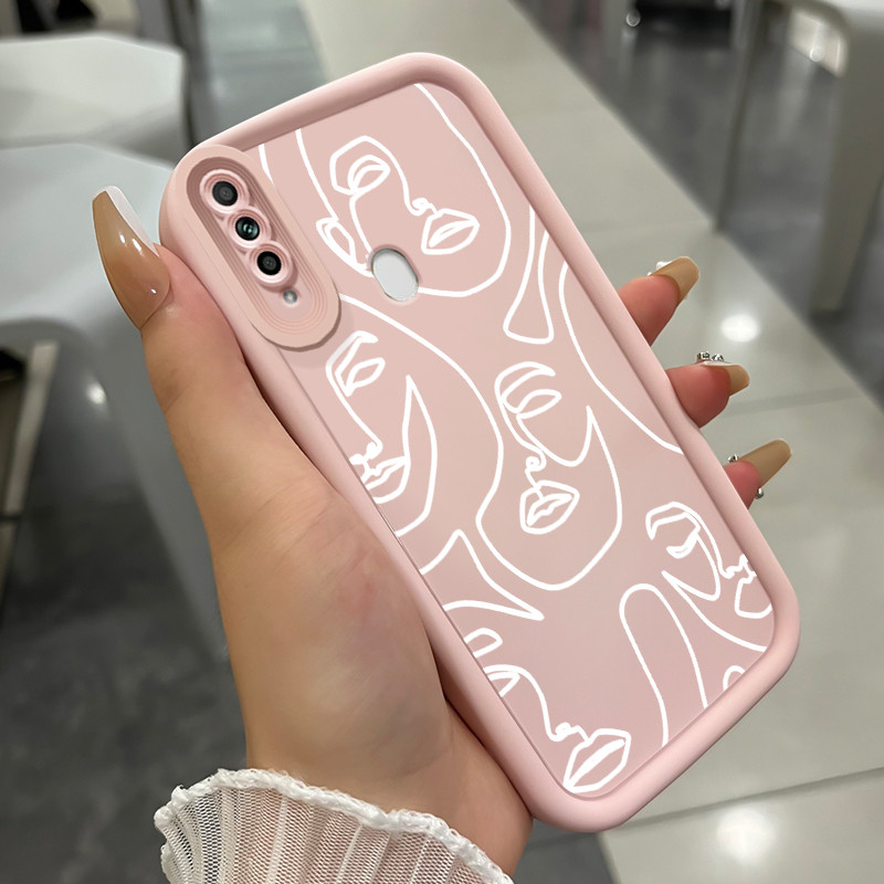 Casing Hp untuk OPPO A31 A8  Case Casing HP Softcase ponsel silikon tahan Kasing Seni Abstrak Wajah 