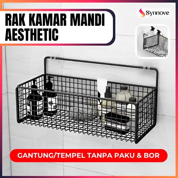Rak Kamar Mandi Tempel Aesthetic Besi Gantung Rak Tempel Dinding Tempat Sabun Kamar Mandi Rak