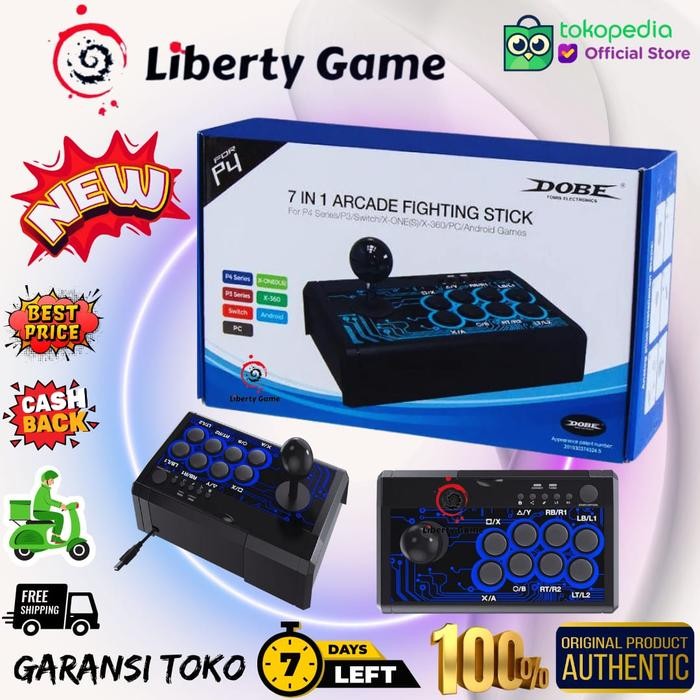 Dobe Arcade Fighting Stick Gamepad 7 in 1 TP4-1886 (Black Blue)