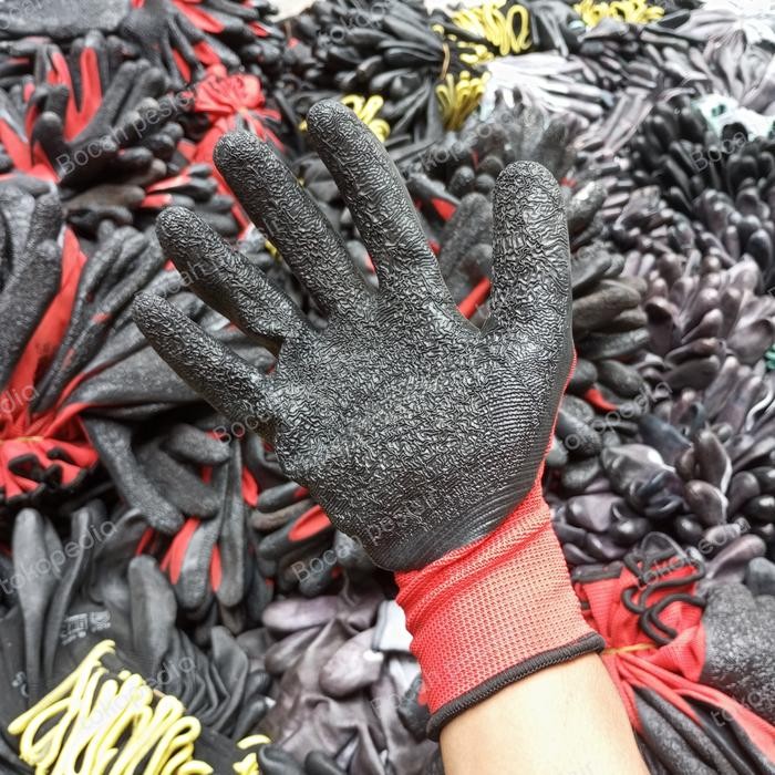 Grosir 12 Pasang Sarung Tangan Safety Kerja Lupo Kain Lapis Karet